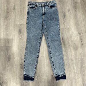 INC Denim High-Rise Skinny Jeans Women's 6 Acid Wash Raw Hem Stretch